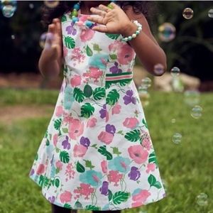 Janie and Jack Baby Girls 12-18 Month Floral Dress Pink Green w Bow Sleeveless